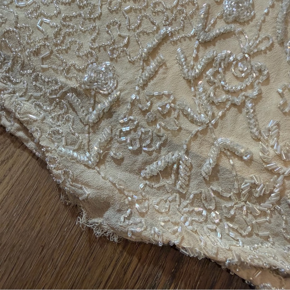 Vintage 100% Silk Beaded Dress Vintage Beaded Dress Vintage Wedding Dress Prom - Picture 11 of 17
